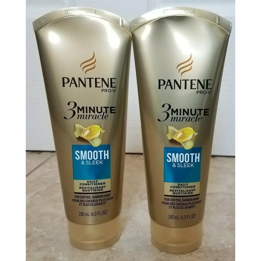 2-Pantene Pro-V 3 Minute Miracle Daily SMOOTH & SLEEK Daily‎ Conditioner 6oz NEW